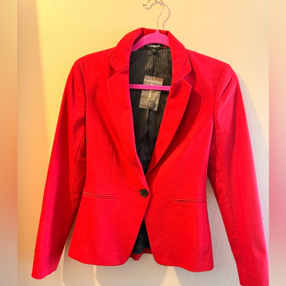 Express Women's Bright Red Single-Button Blazer